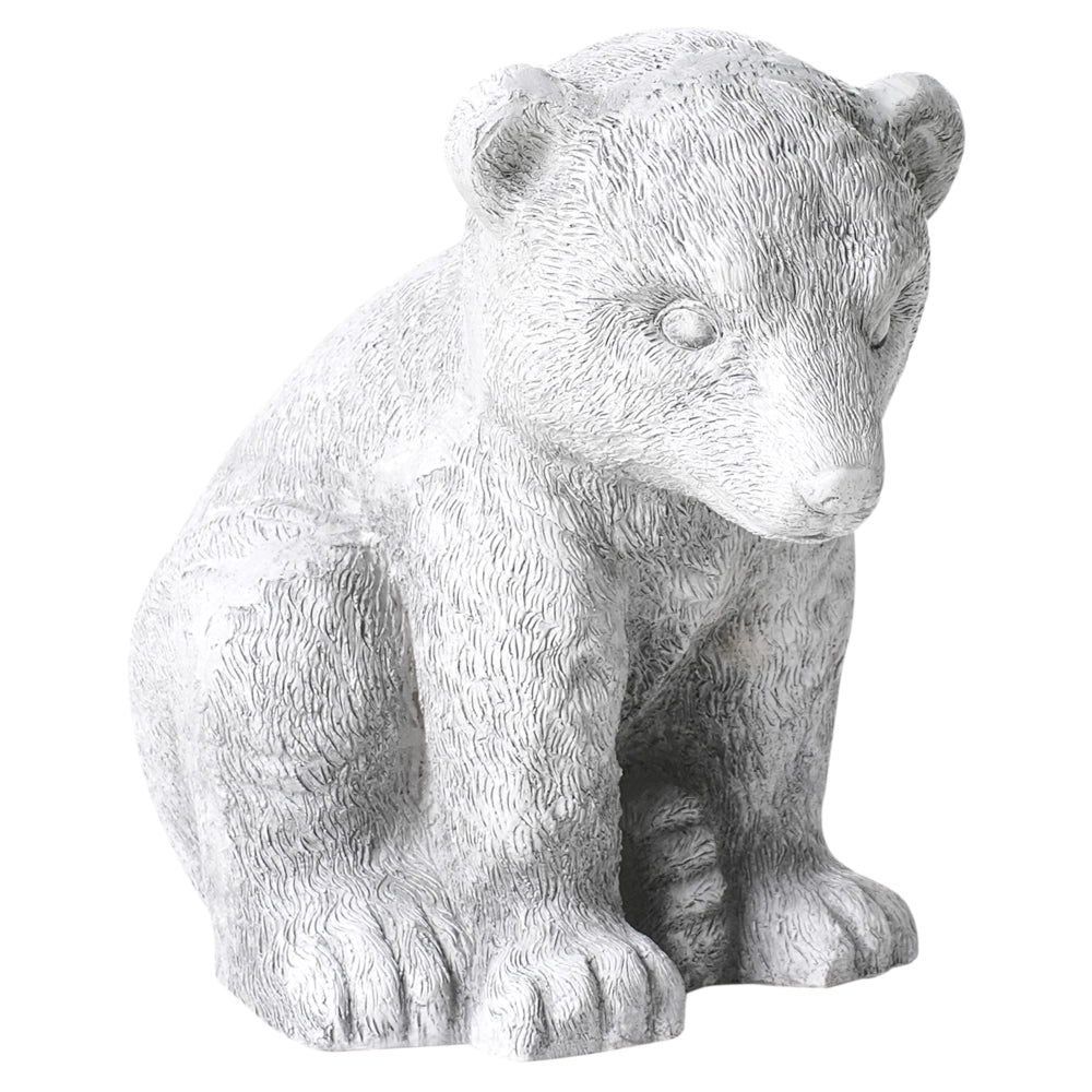 Statuetta decorativa in ferro a forma di orso grigio per interni ed esterni