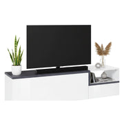 Mobile da soggiorno Porta Fluorite, Made in Italy, Credenza per Fluorite a 2 ante, Porta Fluorite da salotto, cm 160x40h46, Bianco lucido e Ardesia