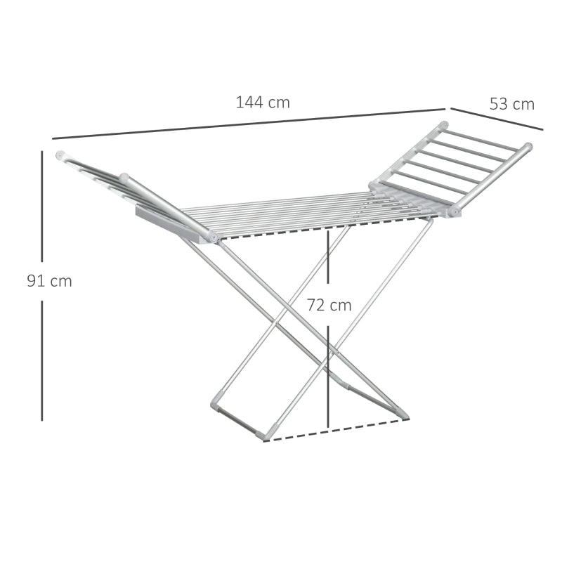 STENDIBIANCHERIA ELETTRICO PIEGHEVOLE 144x53x91 cm Alluminio Argento