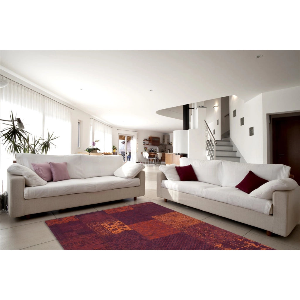 Tappeto Jacquard Retro in Cotone Rosso 80x150 cm