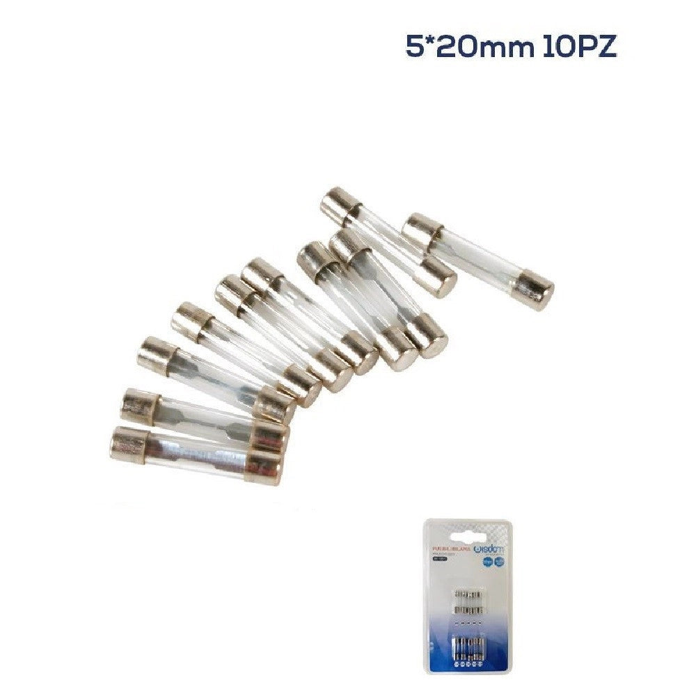 Trade Shop - Set 10 Micro Fusibili Bilama In Vetro Assortiti 12/32v 1a/2a/3a/5a/6.3a Xc-1311 -