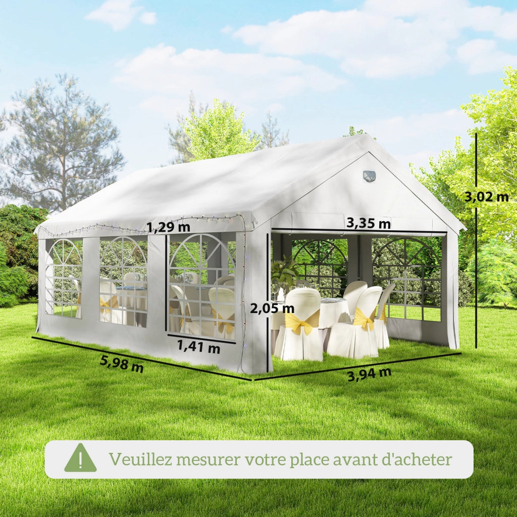 Tenda da Giardino ¨C zephmum ¨C 4x6m Bianco Struttura Acciaio