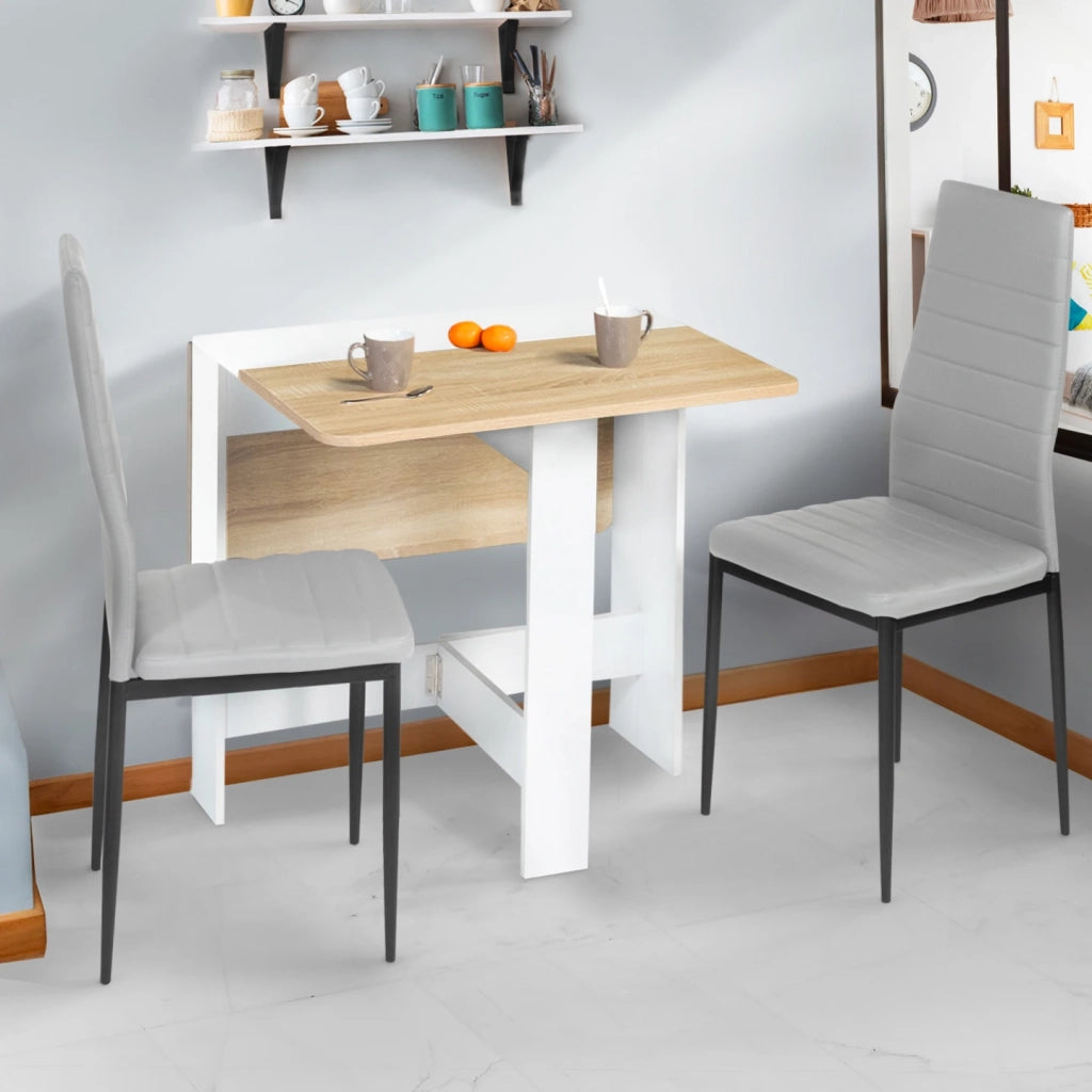 IDMarket - Tavolo consolle pieghevole EDI 2-4 persone piano in legno di faggio bianco