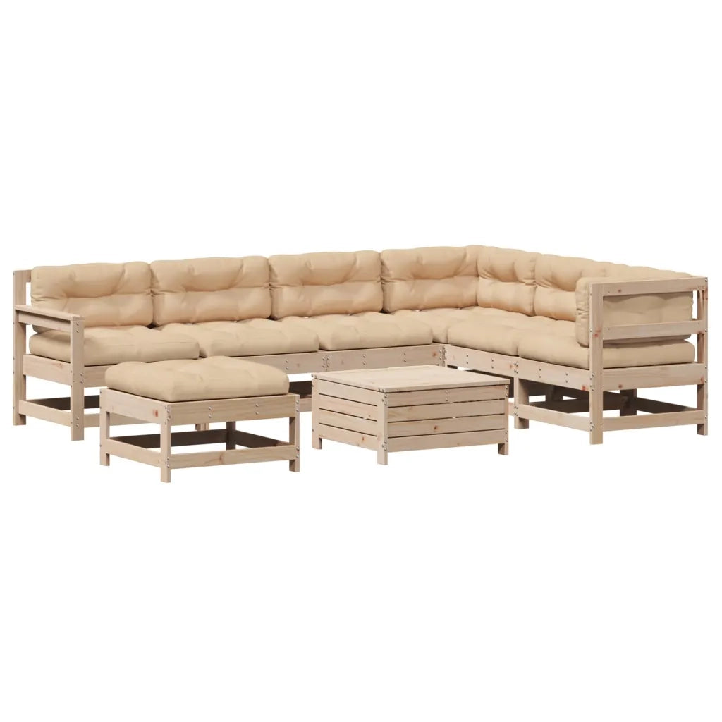 Set Salotto Giardino 8 pz Cuscini Antracite Legno Massello Pino