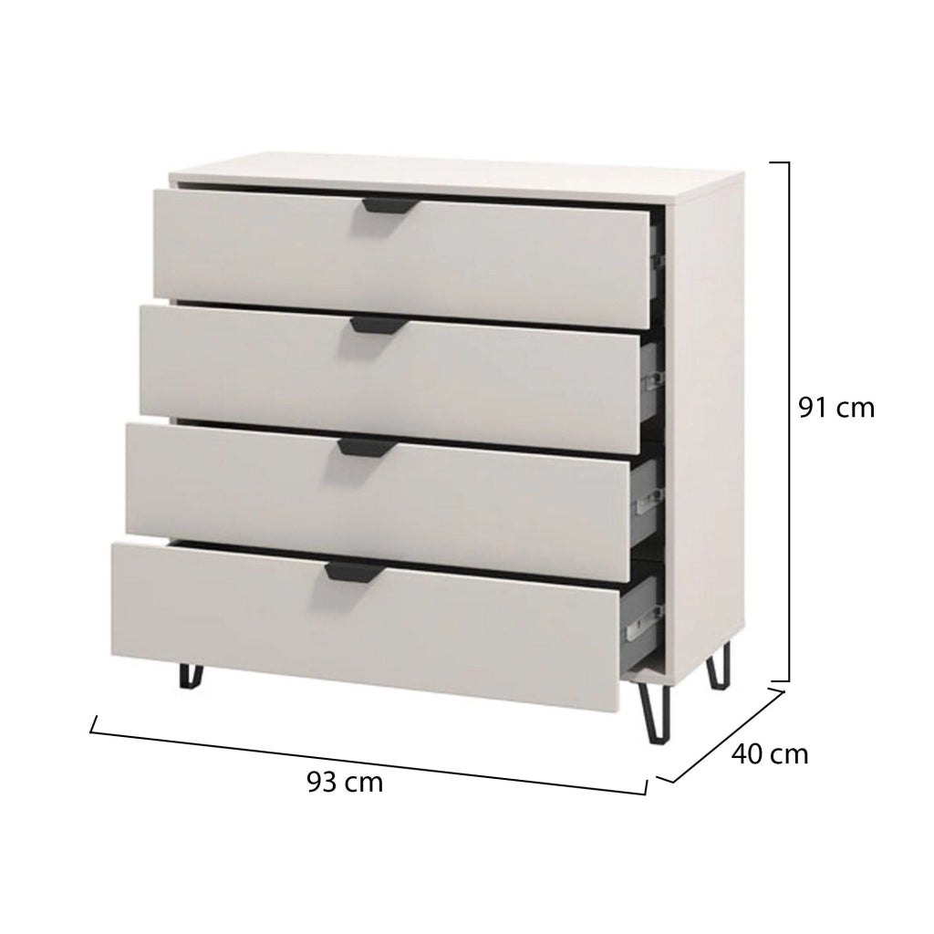 Tornata, Cassettiera 4 Cassetti, 93x40x90.5h cm Beige