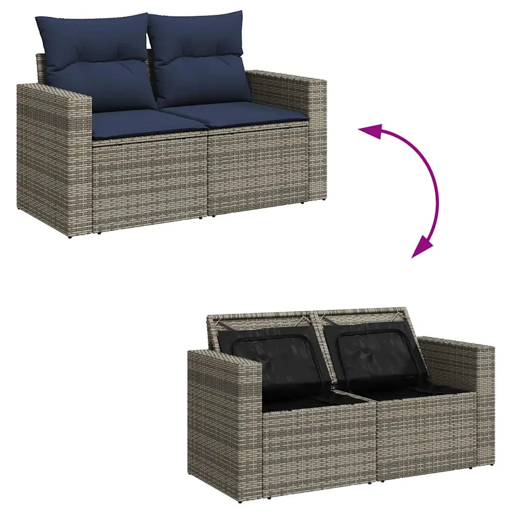 Set Divano Giardino 6 pz con Cuscini Marrone Polyrattan Acacia