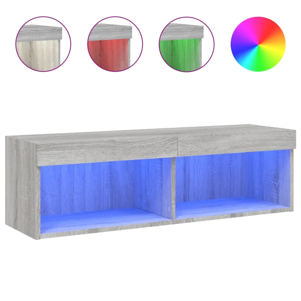 vidaXL Mobile Porta TV con Luci LED Grigio Sonoma 100x30x30 cm