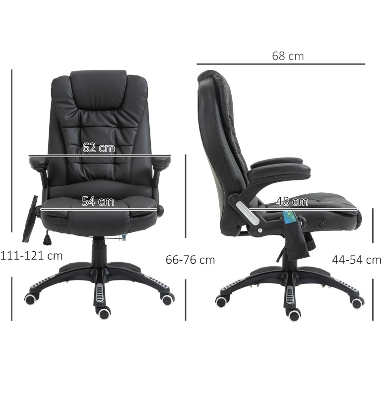 Sedia da ufficio ULEVR con schienale alto, massaggio a 6 punti e calore, altezza regolabile 44-54 cm, nera