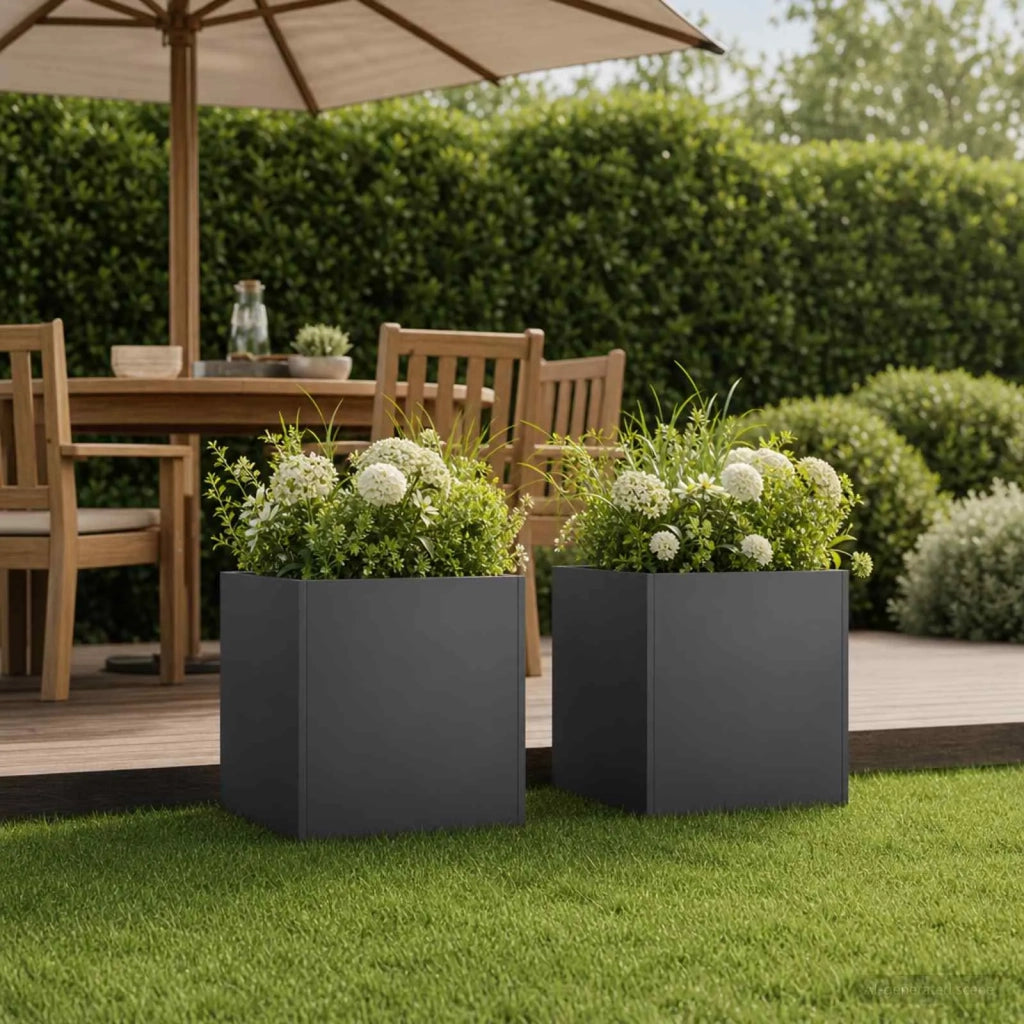 Vaso da giardino 2 pz Nero 20 x 20 x 20 cm 8004925