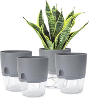 Decorative planters moderni per giardino - vasi autoirriganti - grigi - 4 pezzi