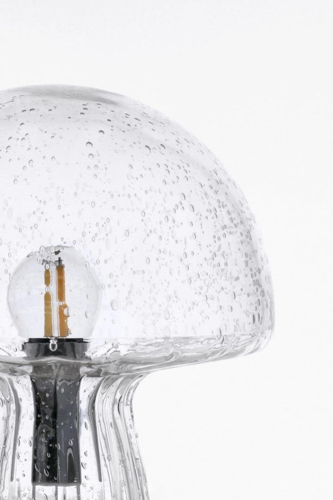 Lampada da Tavolo a Fungo in Vetro Bianco Maculato H25,5 - MEI-XIN