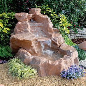Cascata Artificiale Roccia da Giardino 185x145x110 cm in Vetroresina con Pompa