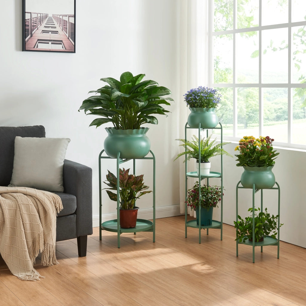 Stand Portapiante Altena 80,5 x 40 x 40 cm Metallo Verde [en.casa]