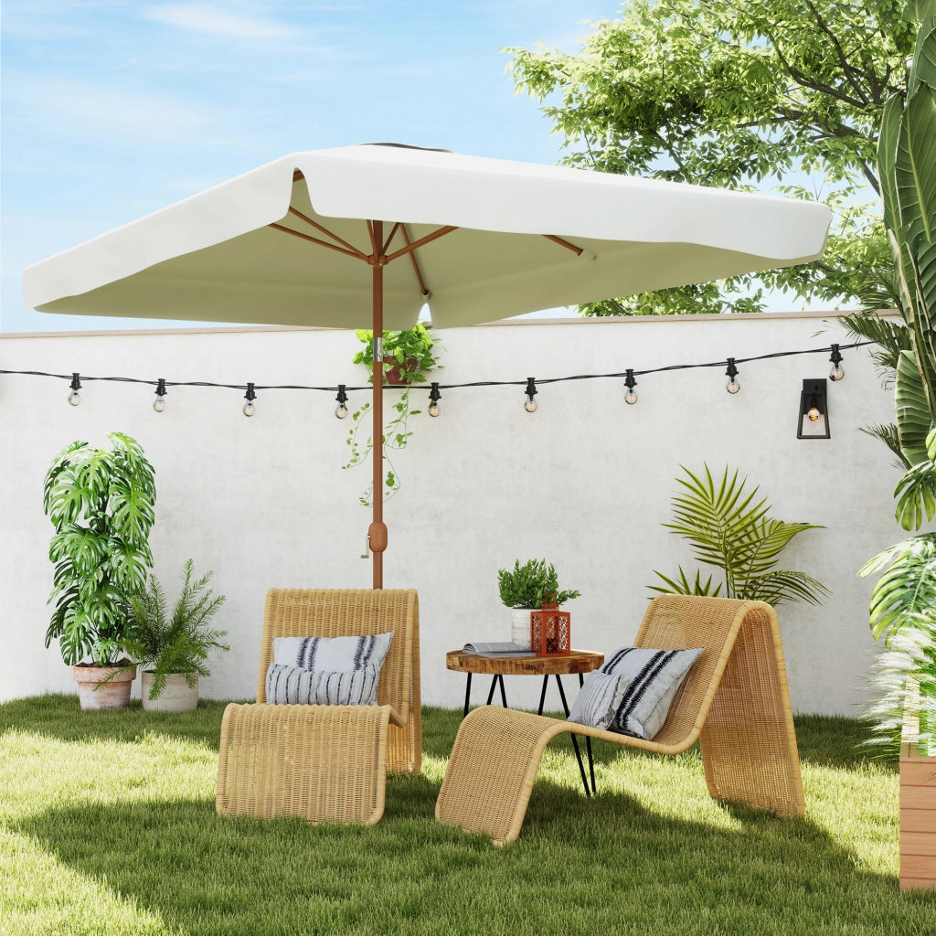 Ombrellone da giardino rettangolare pieghevole ¨C zephmum ¨C crema 200x300 cm alluminio