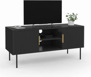 Porta TV MARCEL da 110 cm con 2 ante a doghe in legno nero