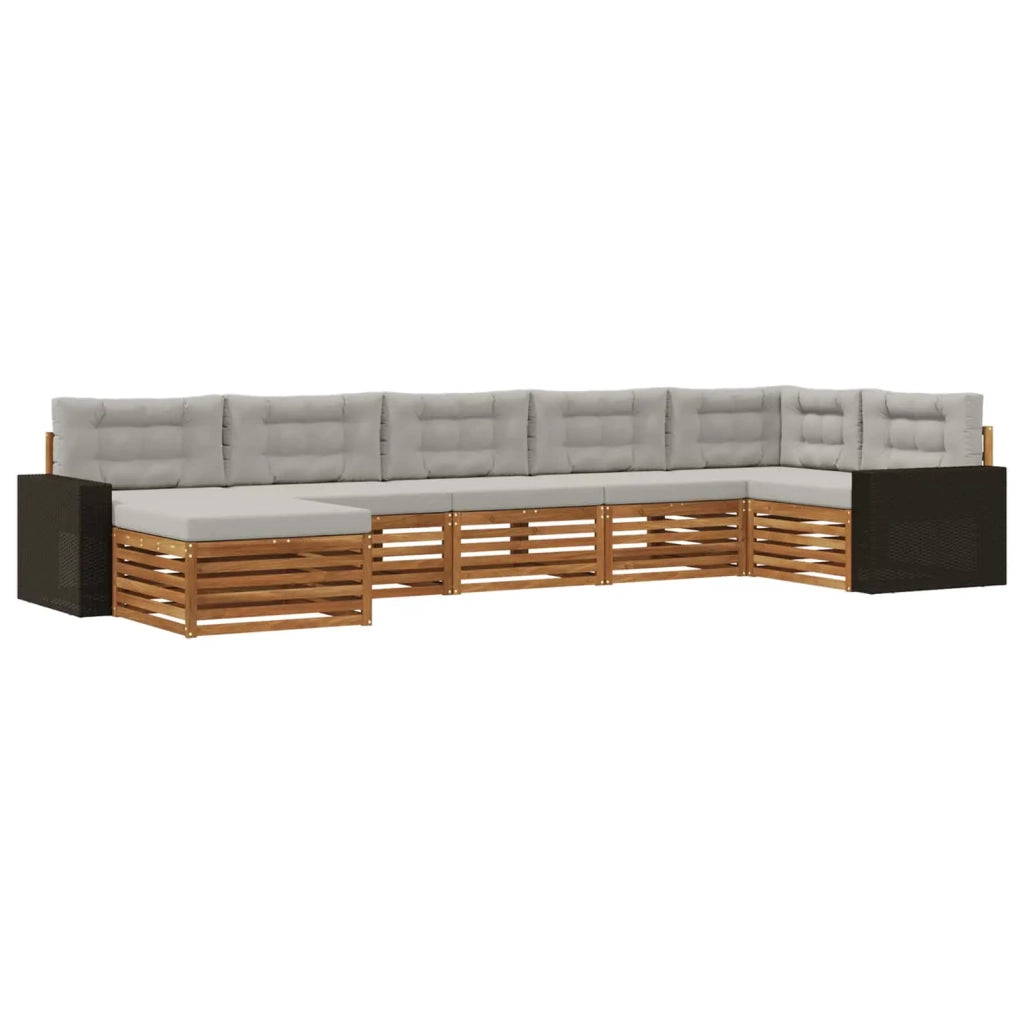 Set di divani da esterno 7 pz Naturale e Grigio Chiaro 3383634