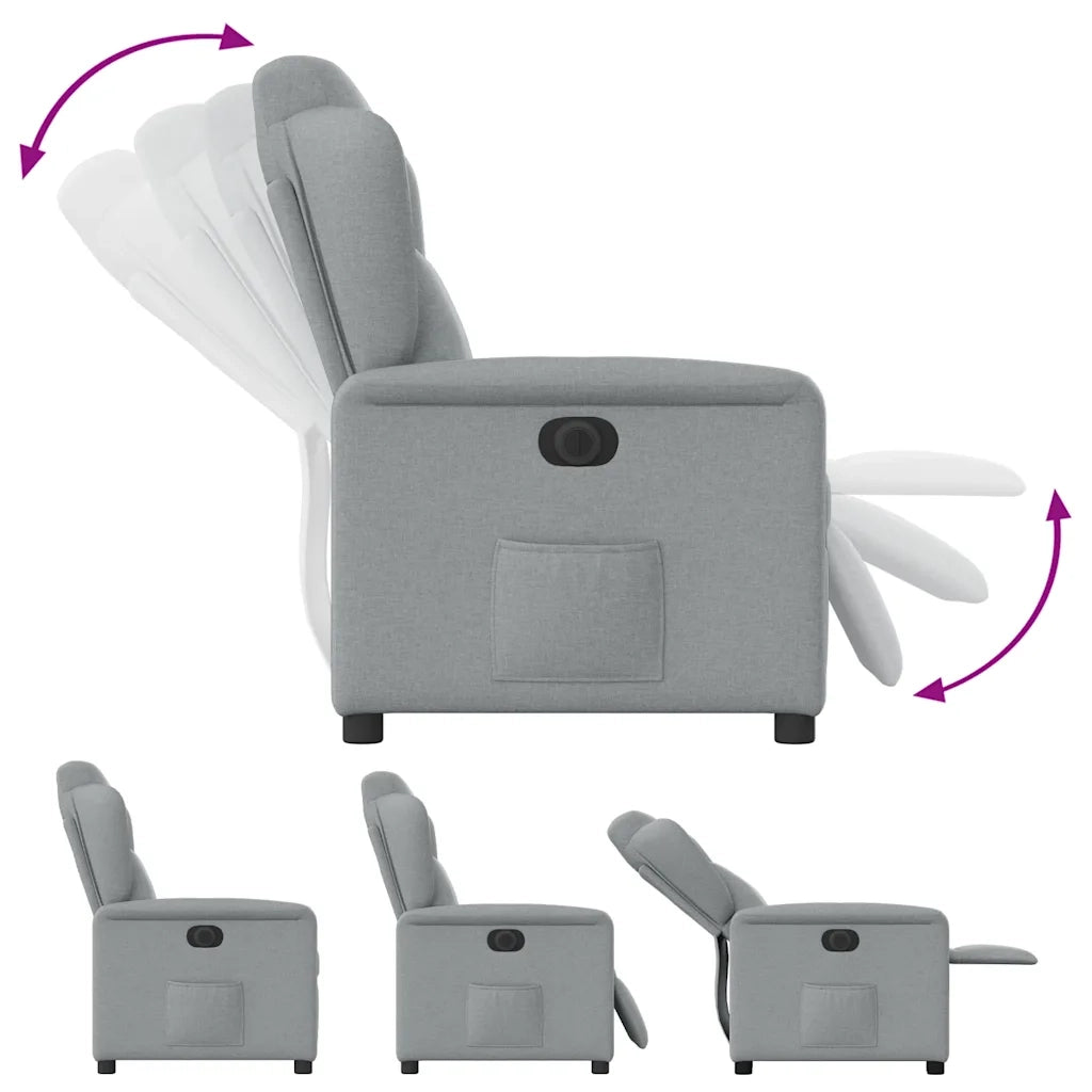 vidaXL Poltrona Elettrica Reclinabile Grigio Chiaro in Tessuto