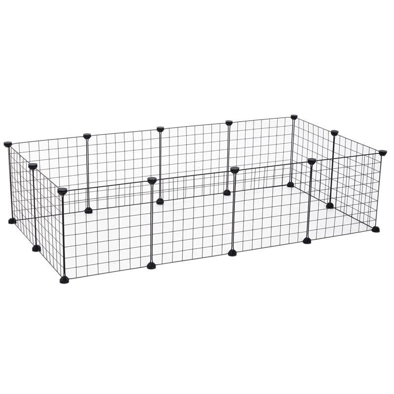 RECINTO MODULARE PER ANIMALI DOMESTICI NERO 12 MODULI 35X35CM