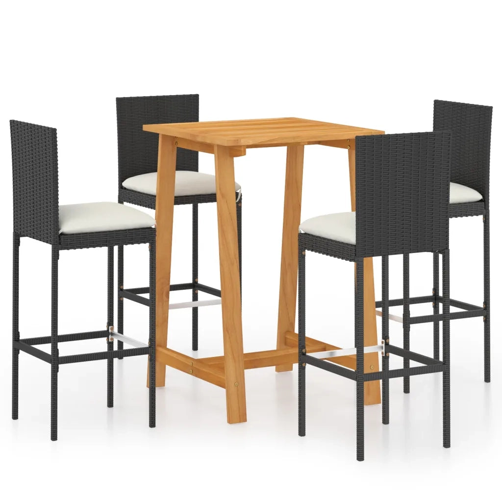 Set da Bar da Giardino 5 pz con Cuscini Nero cod mxl 41389