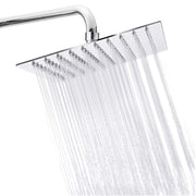 Soffione Doccia Quadro Quadrato Colore Acciaio Cromato Effetto Pioggia Sottile 24,5cmX24,5cm