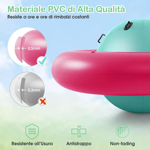 Giostra Gonfiabile a Pianeta per Bambini da 223CM per Inclinare, Arrampicarsi e Saltare con 6 Maniglie Incorporate, Giocattolo Spaziale per Esterno per Bambini dai 5 Anni+ (Rosa+Verde)