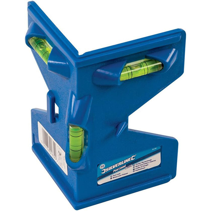 LIVELLA LIVELLO ANGOLARE A 3 BOLLE PER PALI DI RECINZIONE PALO SILVERLINE SL05