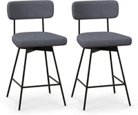 Set di 2 Sgabelli da Bar Girevoli a 360¡ã, Sgabelli da Cucina con Schienale, Poggiapiedi, Sedia Alta Moderna Imbottita Struttura in Metallo, Altezza 90,5 cm, Capacit¨¤ di 150 kg (Grigio)