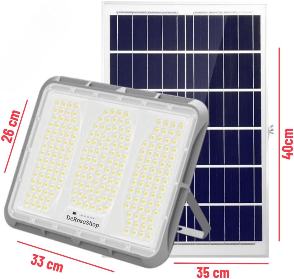 Faretto LED Solare da Esterno 600W, Faro con Sensore Crepuscolare e 150 LED