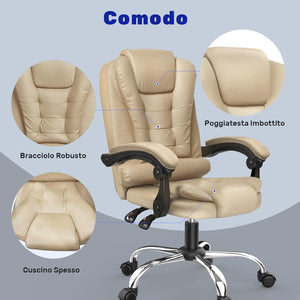 Sedia da Ufficio Ergonomica - RATTANTREE - Poltrona Direzionale con Sedile Largo - Marrone