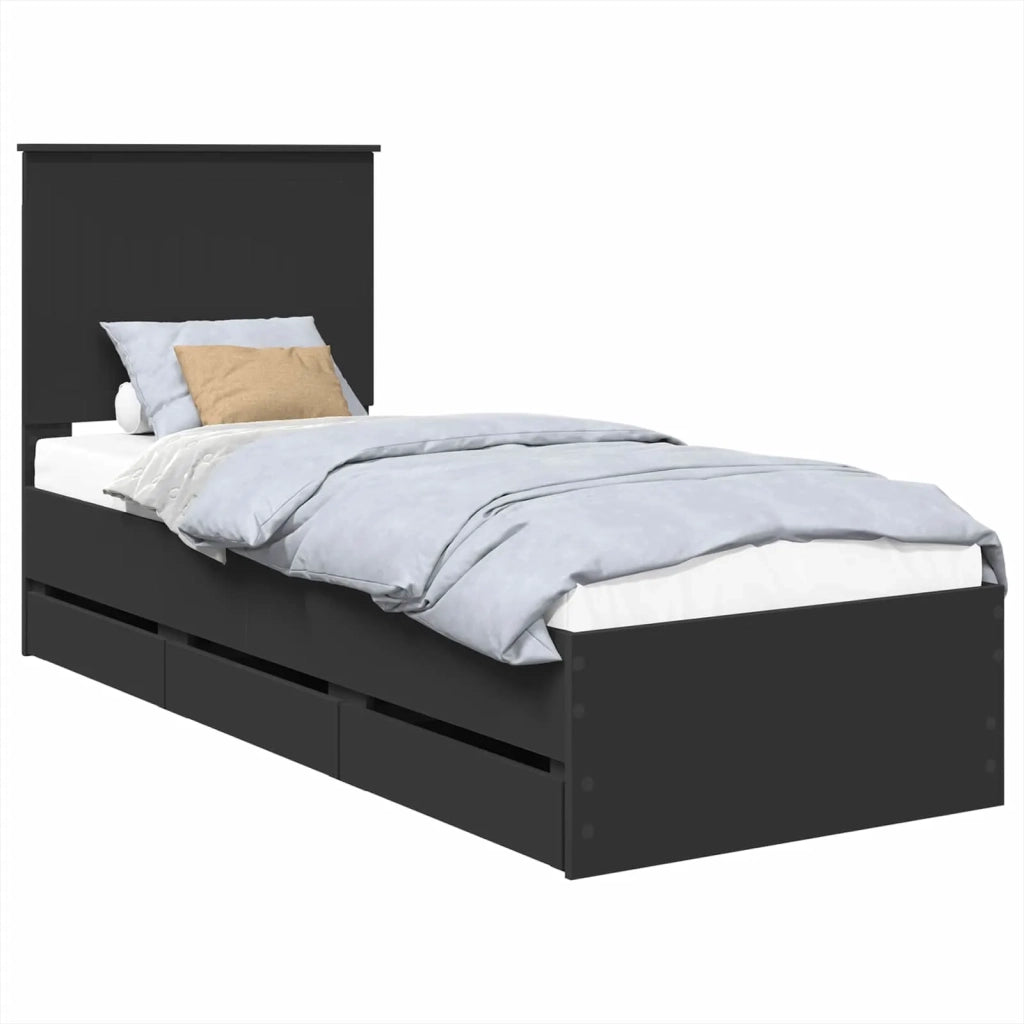 Struttura del letto-Giroletto Nero 75 x 190 cm Legno Ingegnerizzato 354962
