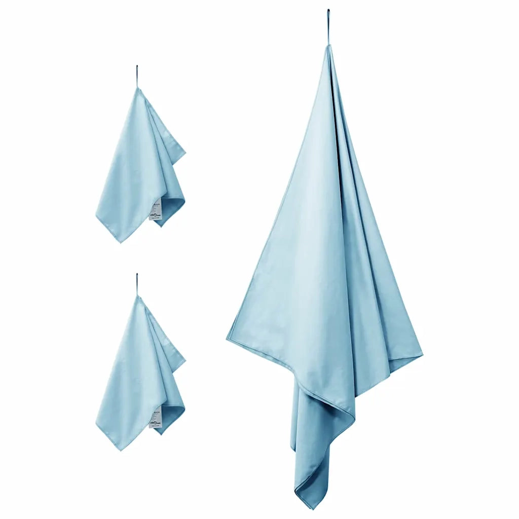 Set di Asciugamani Sportivi 3 pz | Teli per bagno Blu Poliestere e poliammide