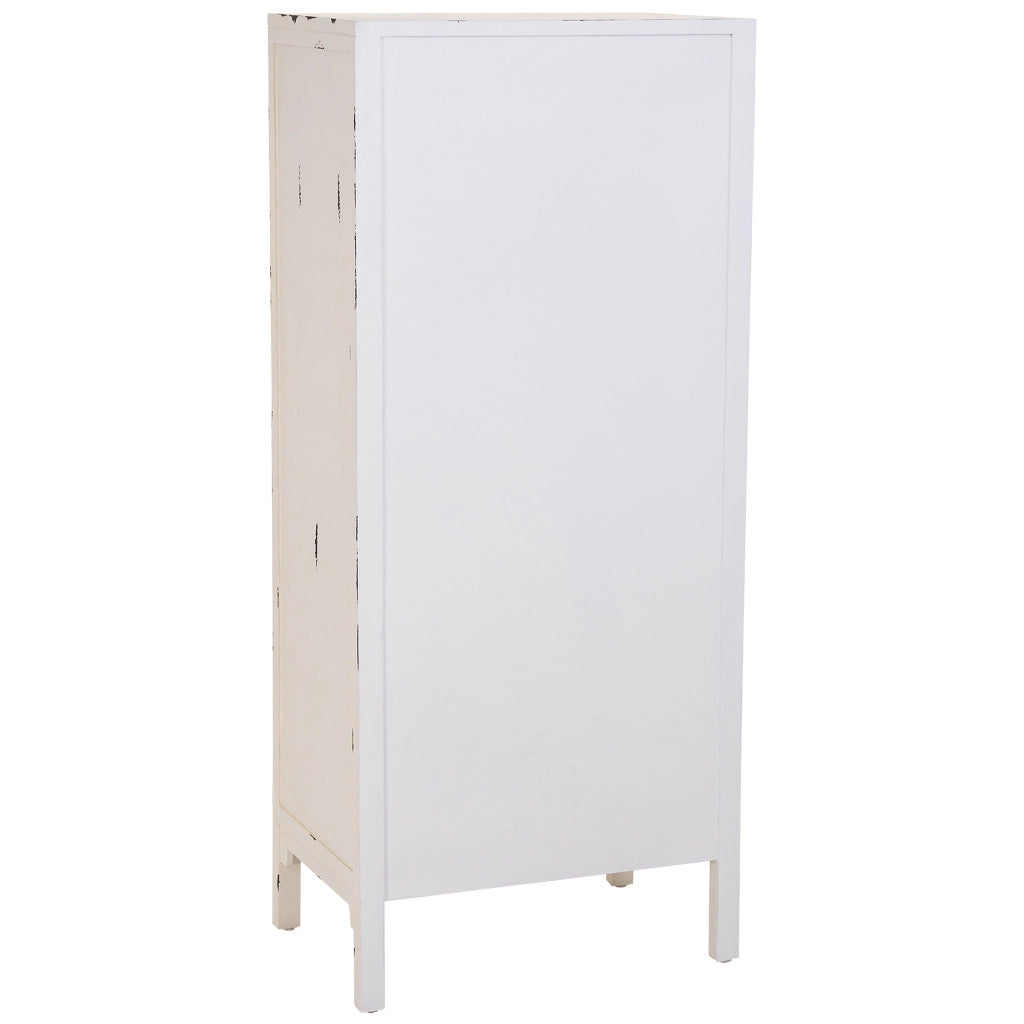 Mobiletto in legno con 4 cassetti e 2 ante, bianco, 60x40x140h cm