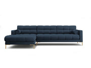 Cosmopolitan Design - Divano angolare sinistro "Bali" 5 posti in tessuto strutturato blu 