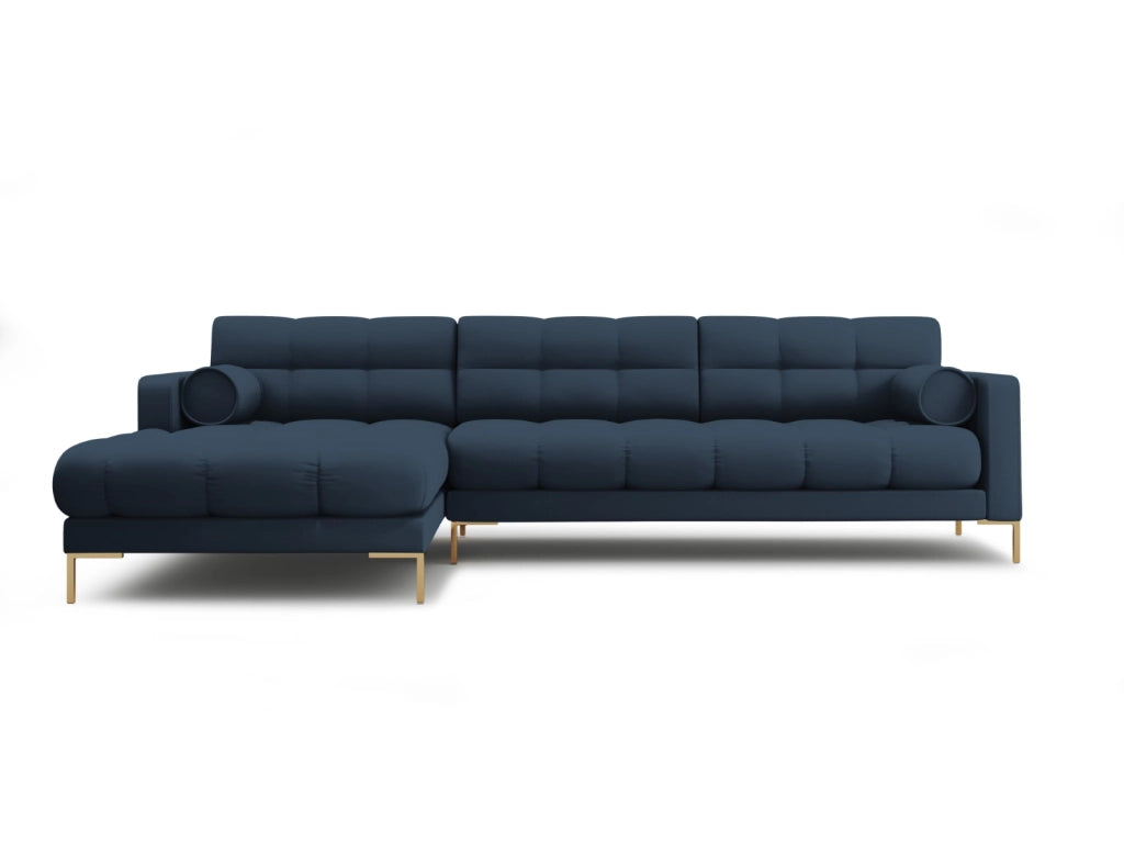 Cosmopolitan Design - Divano angolare sinistro "Bali" 5 posti in tessuto strutturato blu 