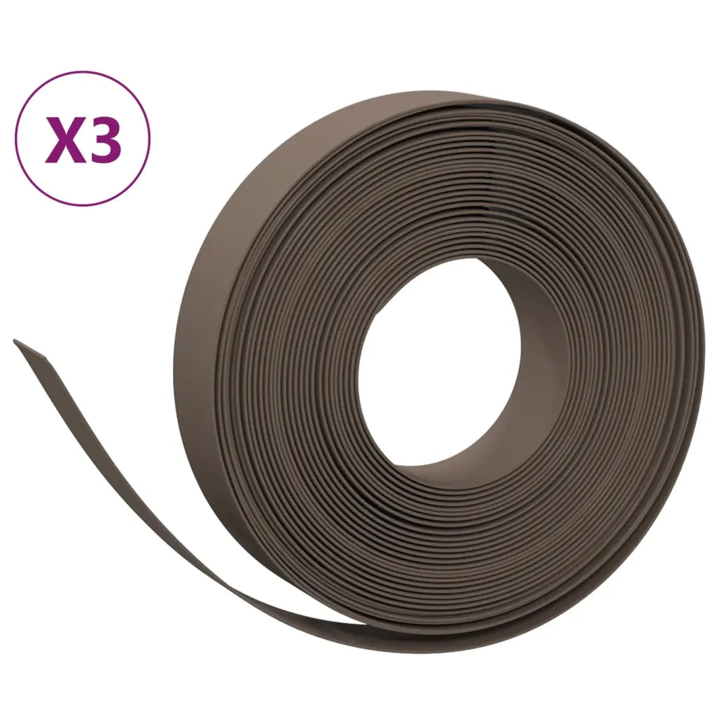 Bordature da Giardino 3 pz Marroni 10 m 10 cm in Polietilene 3155437