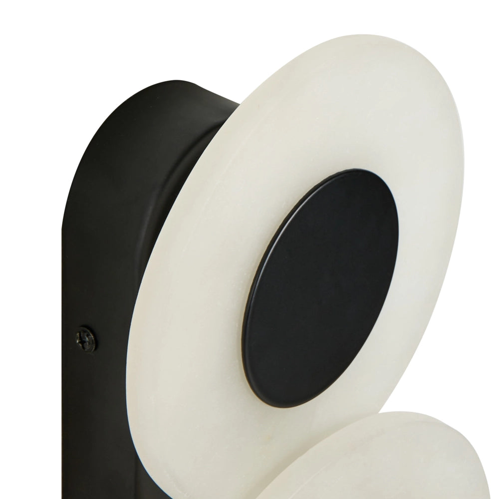Set di 2 applique a LED con paralume rotondo in marmo bianco e base in metallo, stile moderno
