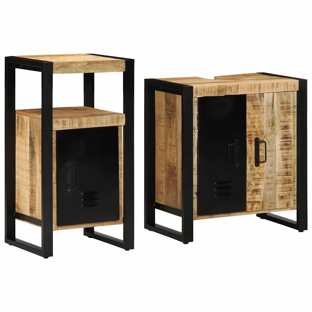 vidaXL Set di mobili per il bagno 2 pcs Legno di mango solido e grezzo