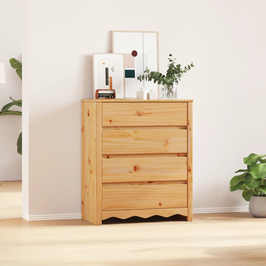 Cassettiera "DRAMMEN" 76,5x40x91 cm Legno Massello di Pino