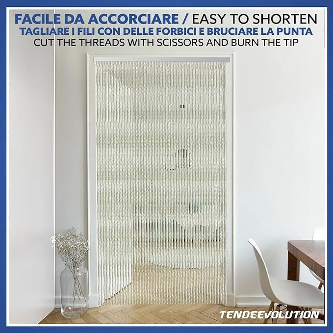 Tenda Antimosche in Cordoncino Celeste | Largh. 0,80m x Alt. 2,20m | Protezione Insetti, Porta, Esterno, Interno
