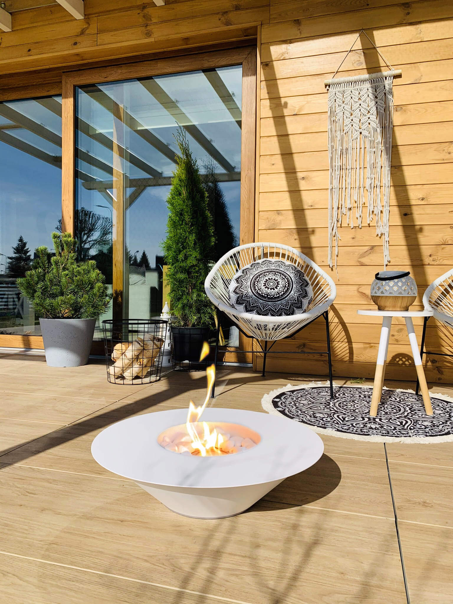 Camino a Bioetanolo da Pavimento Ø60 cm in Acciaio Bianco