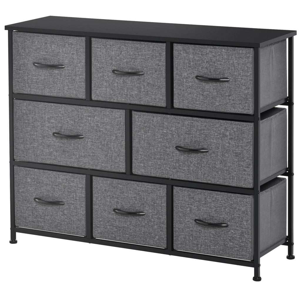Cassettiera con 8 cassetti in tessuto, 2 grandi e 6 piccoli ¨C zephmum ¨C Grigio, Struttura in metallo, Kippschutz, 138x40x?