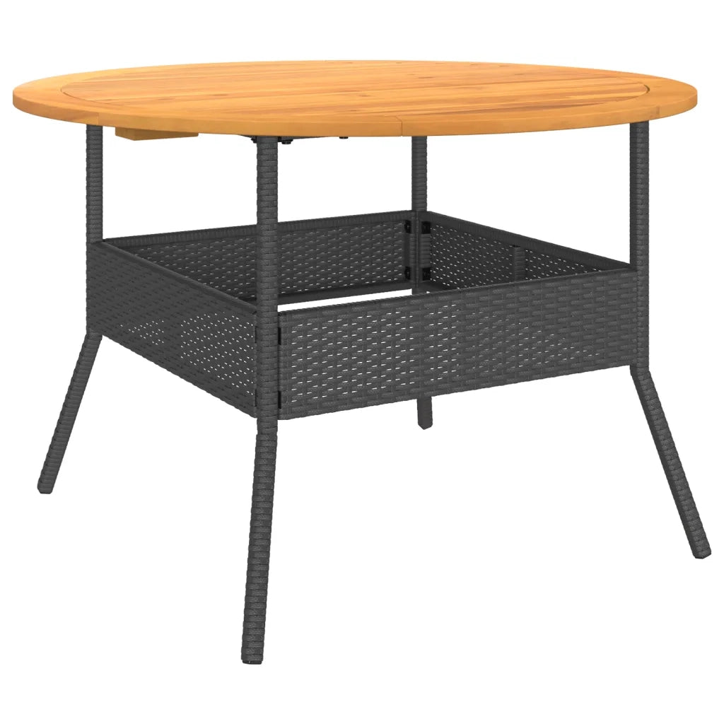 Tavolo Giardino Piano Legno Acacia Nero Ã˜110x71 cm Polyrattan