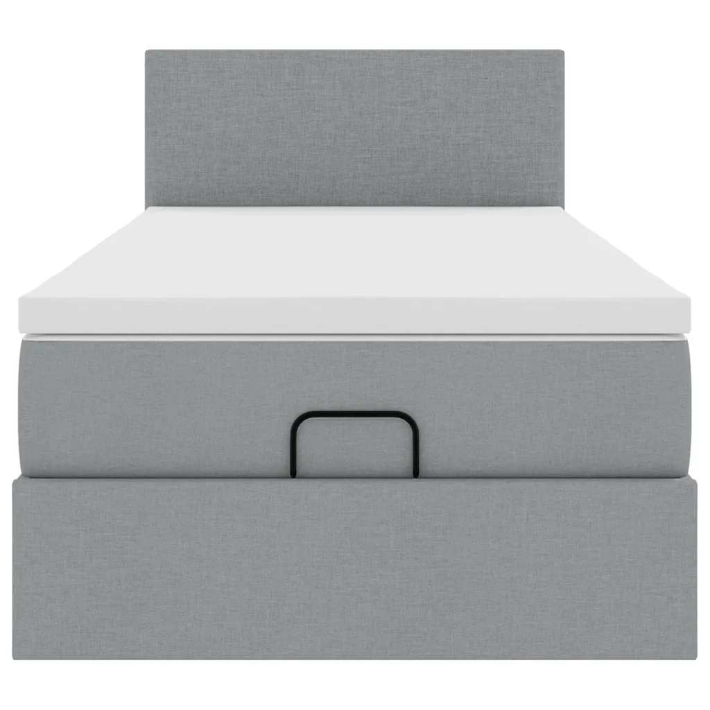 Pouf Letto con Materasso Grigio Chiaro 90x200 cm in Tessuto 3311345