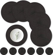 Set di 12 piatti rotondi per tavola, lavabili, 34 cm, piatti rotondi tessuti, resistente al calore, con sottopiatto, nero, rotondi, per cucina, Natale, festa, matrimonio (nero)