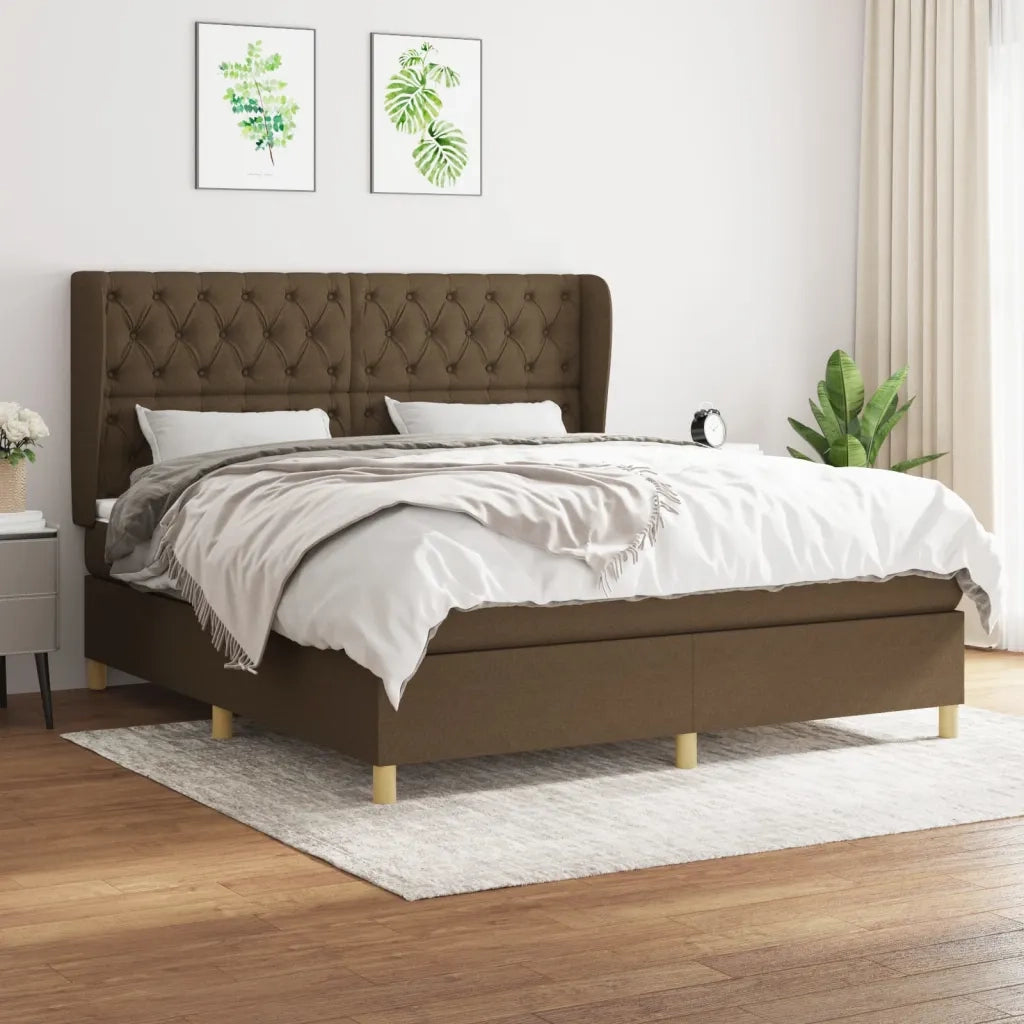 Giroletto a Molle con Materasso Marrone Scuro 160x200cm Tessuto cod mxl 39940