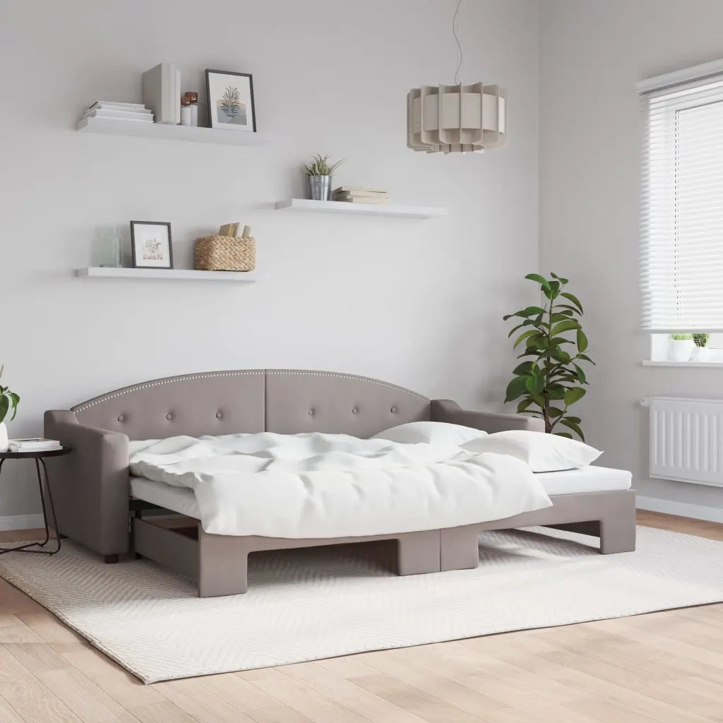 Divano Letto con Letto Estraibile Tortora 80x200 cm Tessuto 3197528