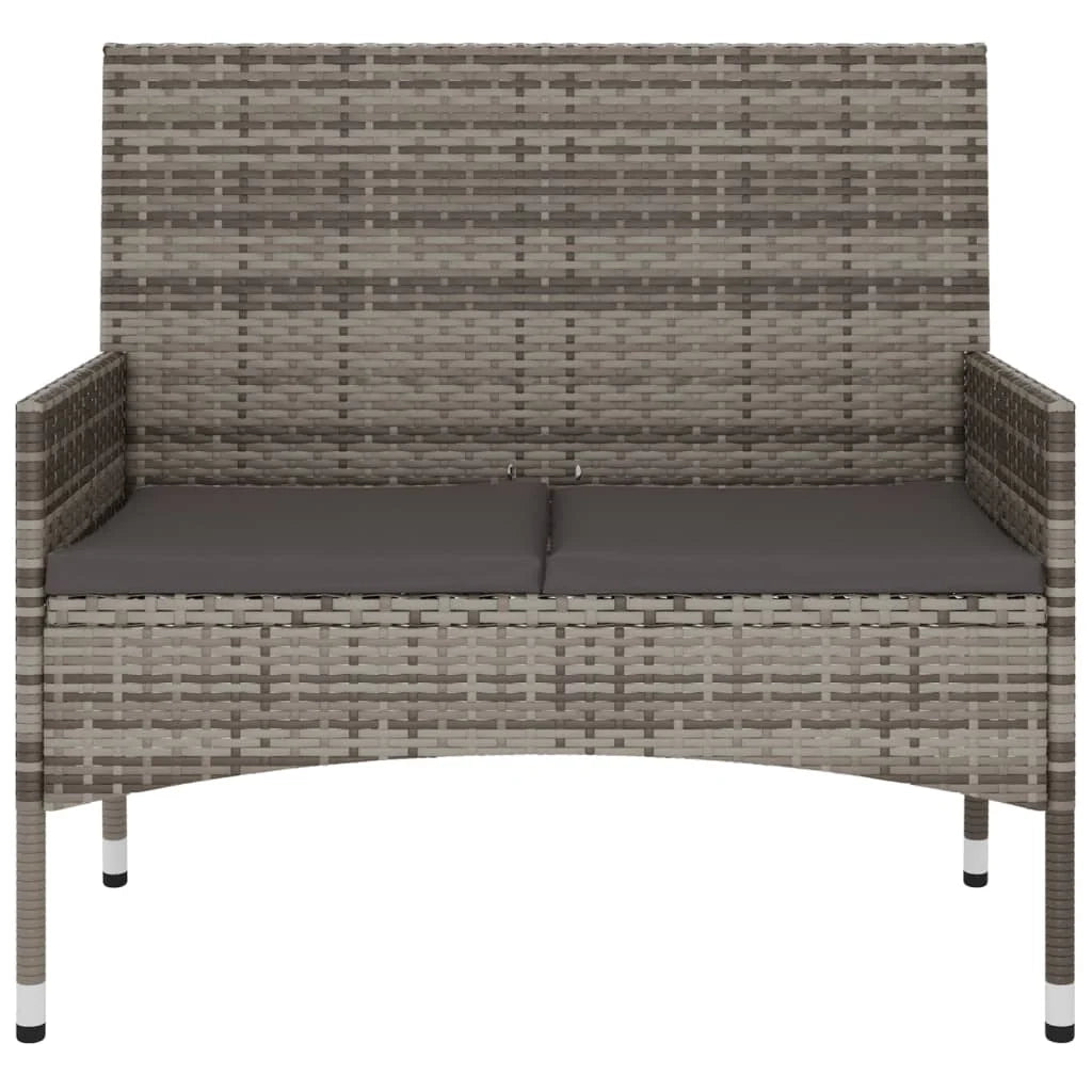 Panca da giardino 90 x 51 x 85 cm mobile da giardino per esterni terrazza a 2 posti con cuscini grigi resina intrecciata grigio scuro 02_0011776