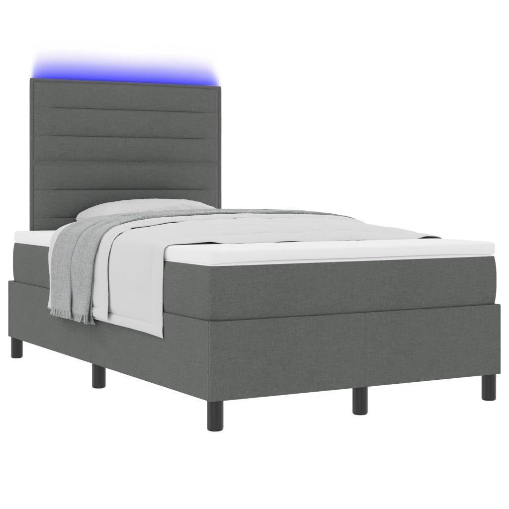 Letto con Rete con Materasso & LED Grigio Scuro 120x200 cm Tessuto