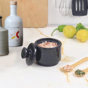 Dispensatore di zucchero e sale in marmo da 35 oz - Decorazione per cucina e contenitore per sale e pepe - Contenitore per sale e decorazione in marmo 3" x 3" - Nero Contenitore per sale
