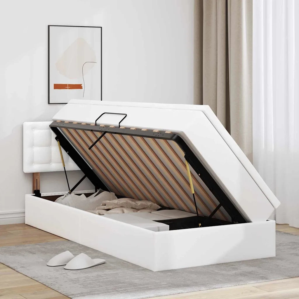 Letto con contenitore e LED con led Bianco Puro 100 x 200 cm